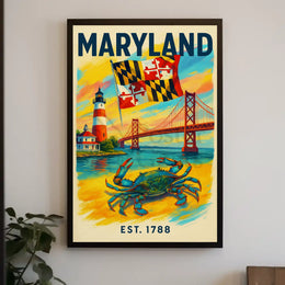 Maryland History Symbols Artistic Heritage Poster PosterGoat