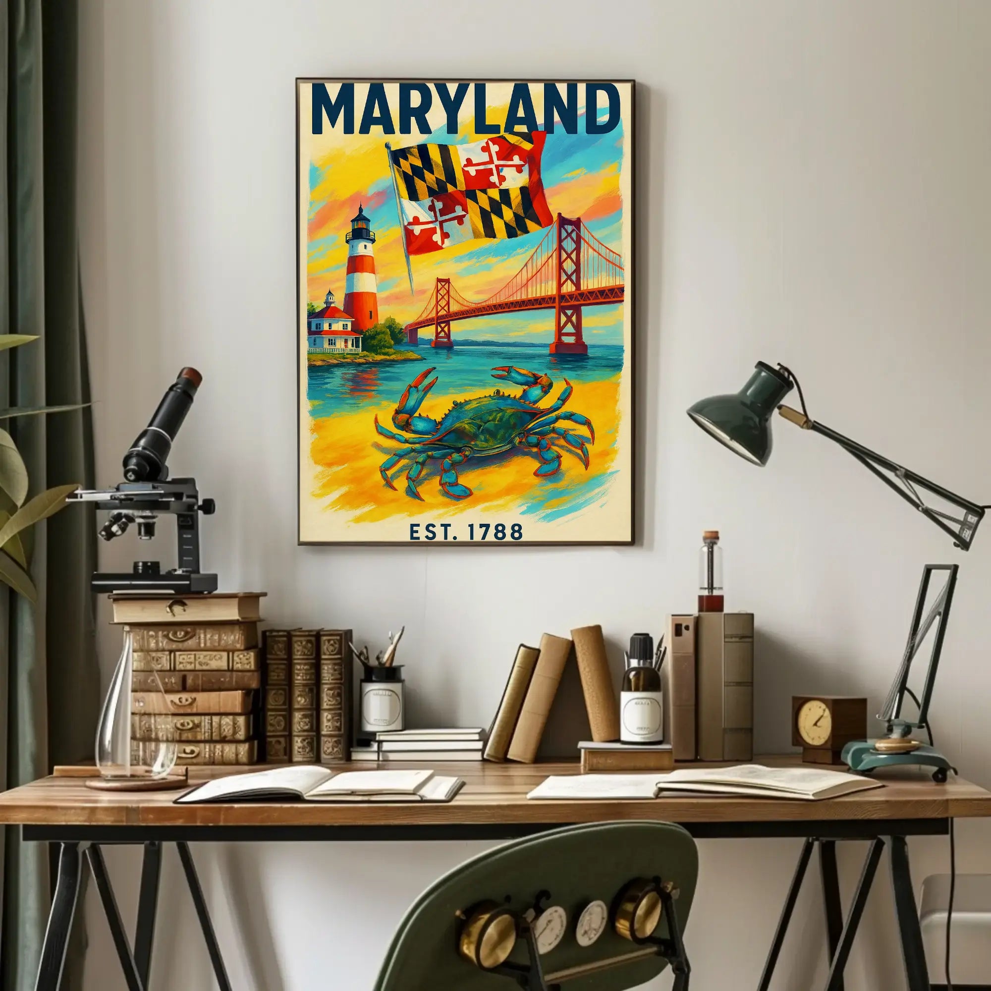 Maryland History Symbols Artistic Heritage Poster PosterGoat