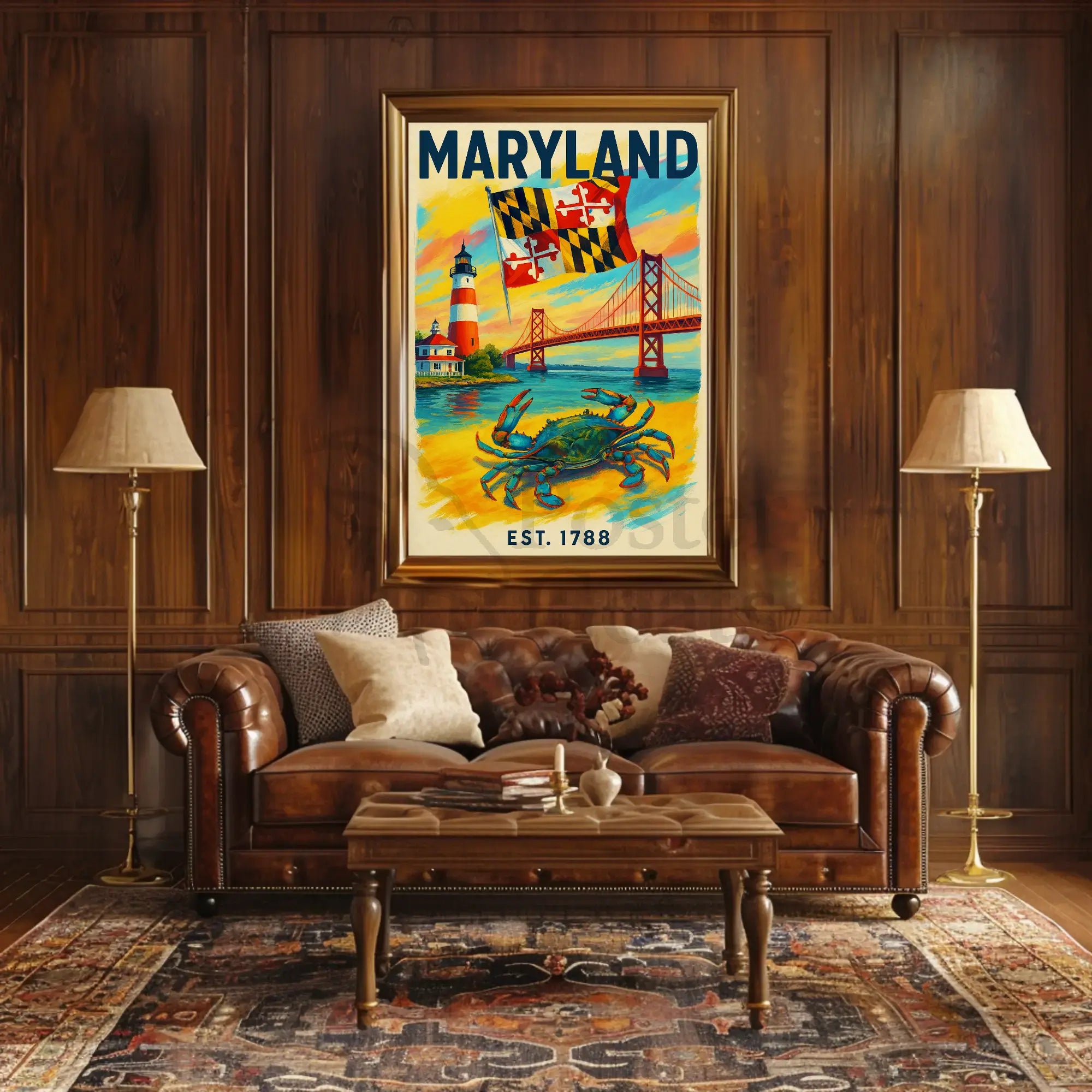 Maryland History Symbols Artistic Heritage Poster PosterGoat