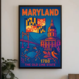Maryland State Pride Retro Travel Poster PosterGoat