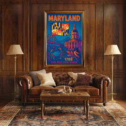 Maryland State Pride Retro Travel Poster PosterGoat