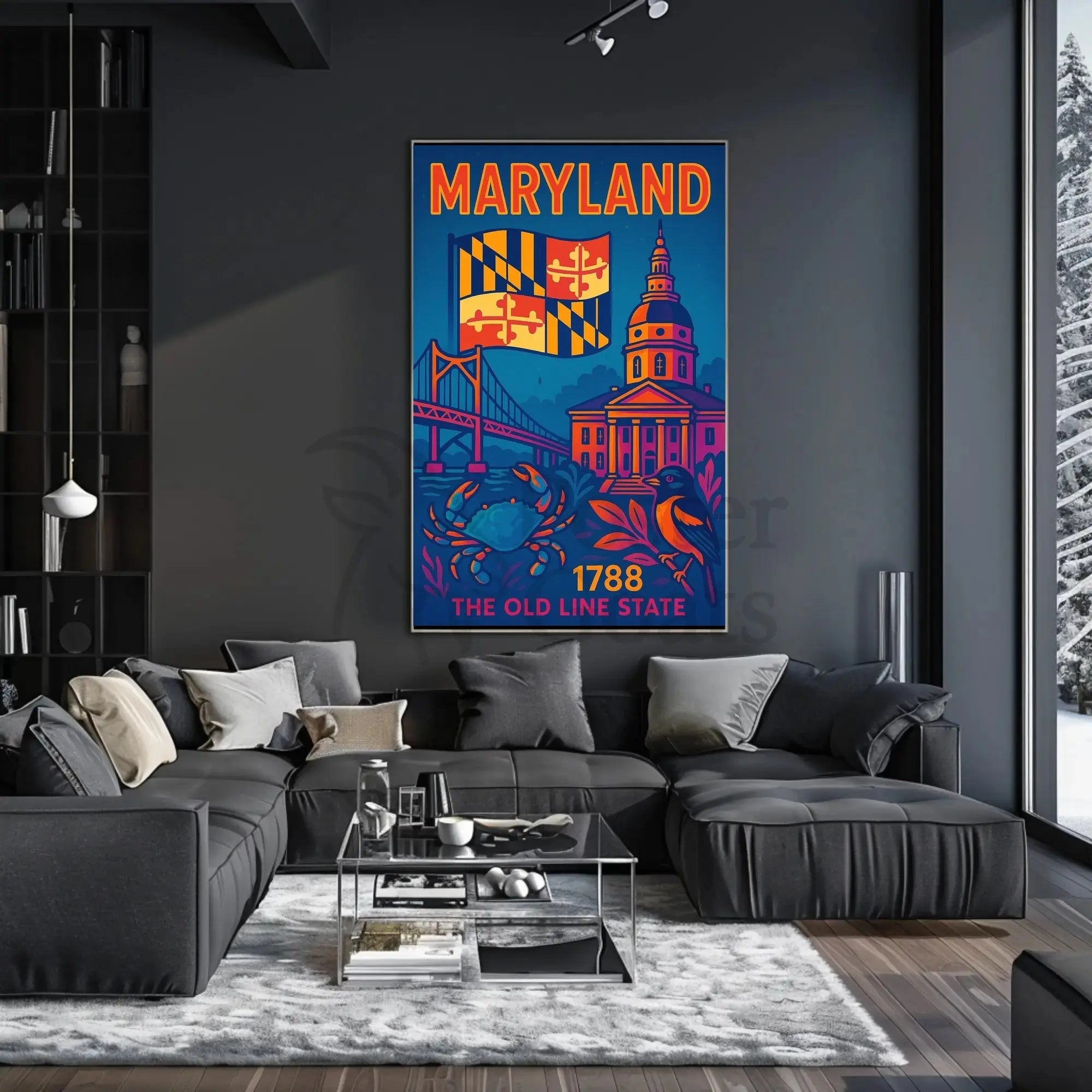 Maryland State Pride Retro Travel Poster PosterGoat