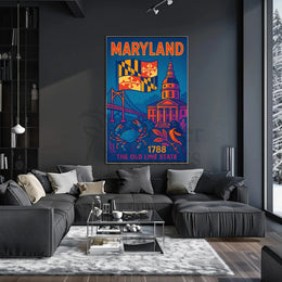 Maryland State Pride Retro Travel Poster PosterGoat