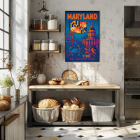 Maryland State Pride Retro Travel Poster PosterGoat
