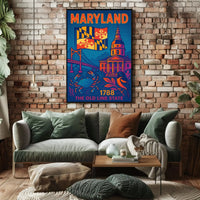 Maryland State Pride Retro Travel Poster PosterGoat