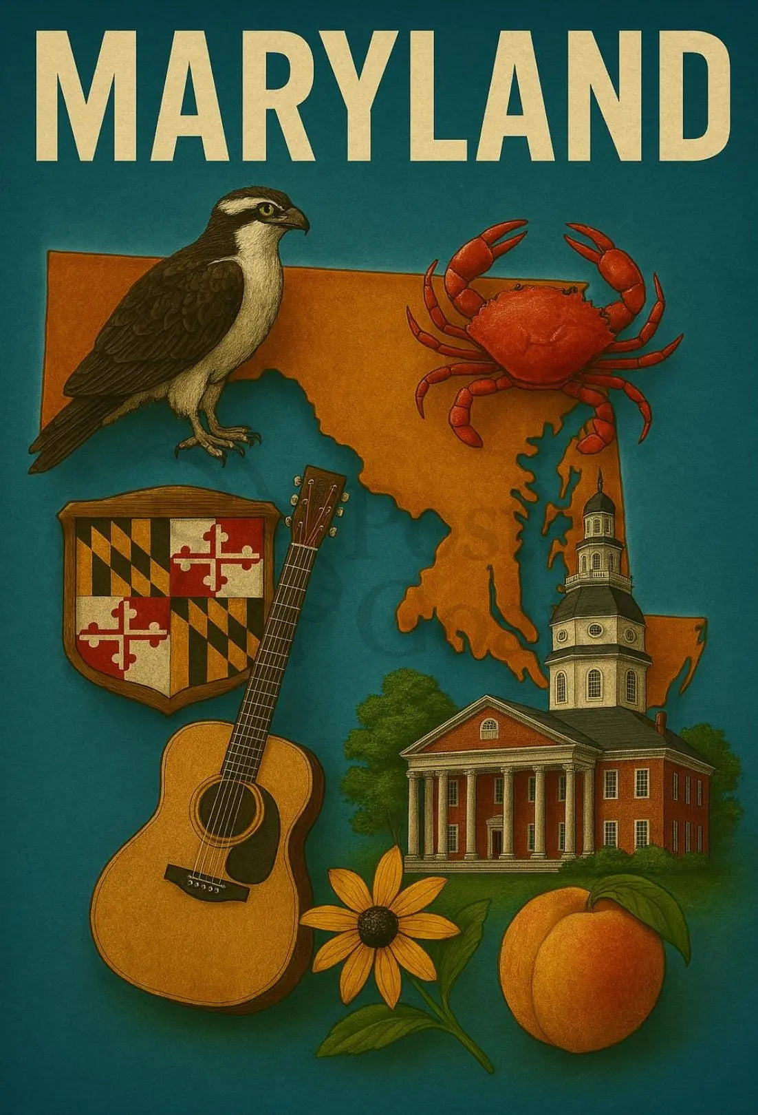 Maryland State Pride Vintage Cultural or Heritage Poster PosterGoat