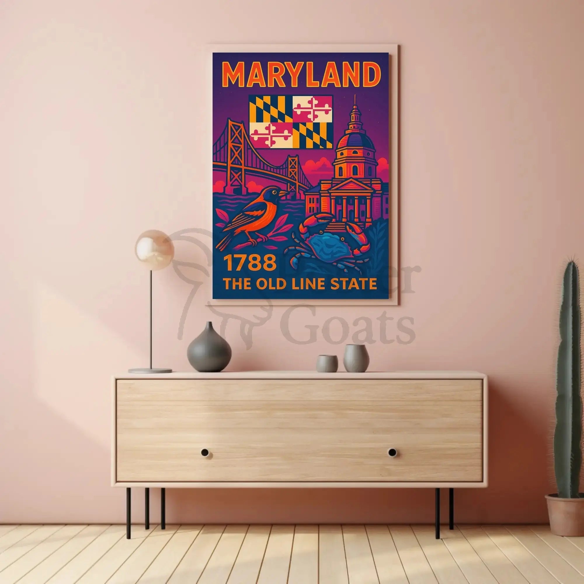 Maryland State Symbols Celebratory Art Cultural or Heritage Poster PosterGoat