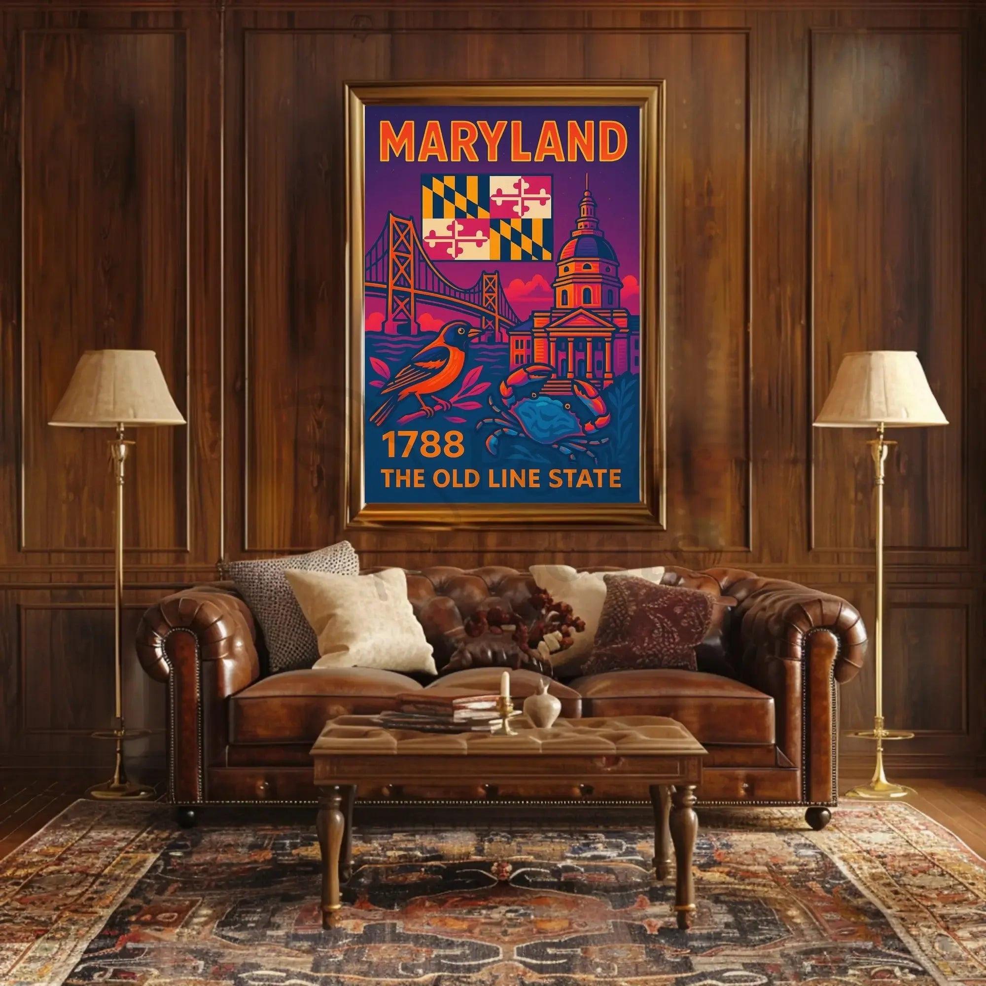 Maryland State Symbols Celebratory Art Cultural or Heritage Poster PosterGoat