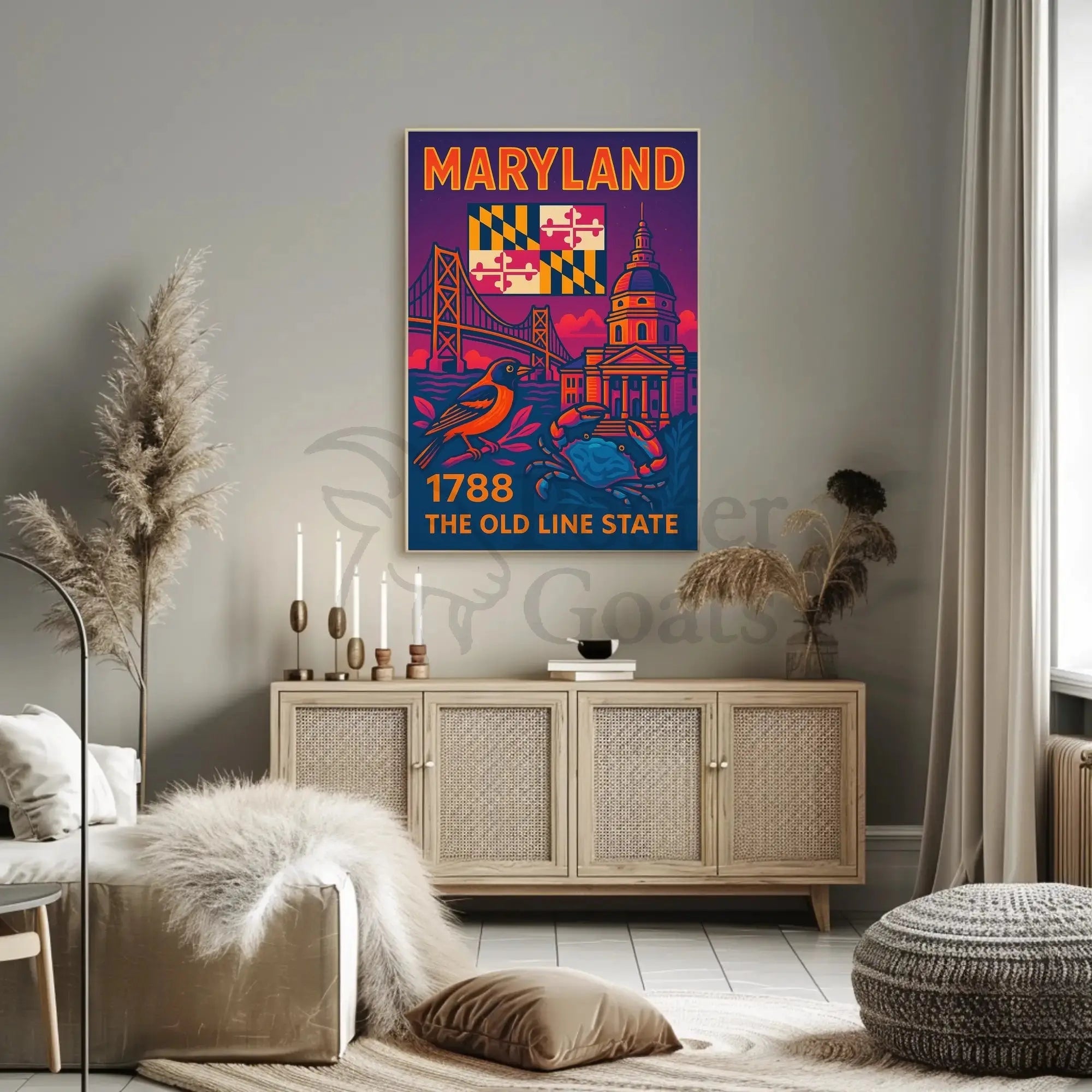 Maryland State Symbols Celebratory Art Cultural or Heritage Poster PosterGoat