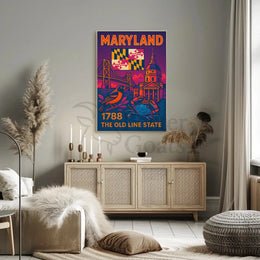 Maryland State Symbols Celebratory Art Cultural or Heritage Poster PosterGoat