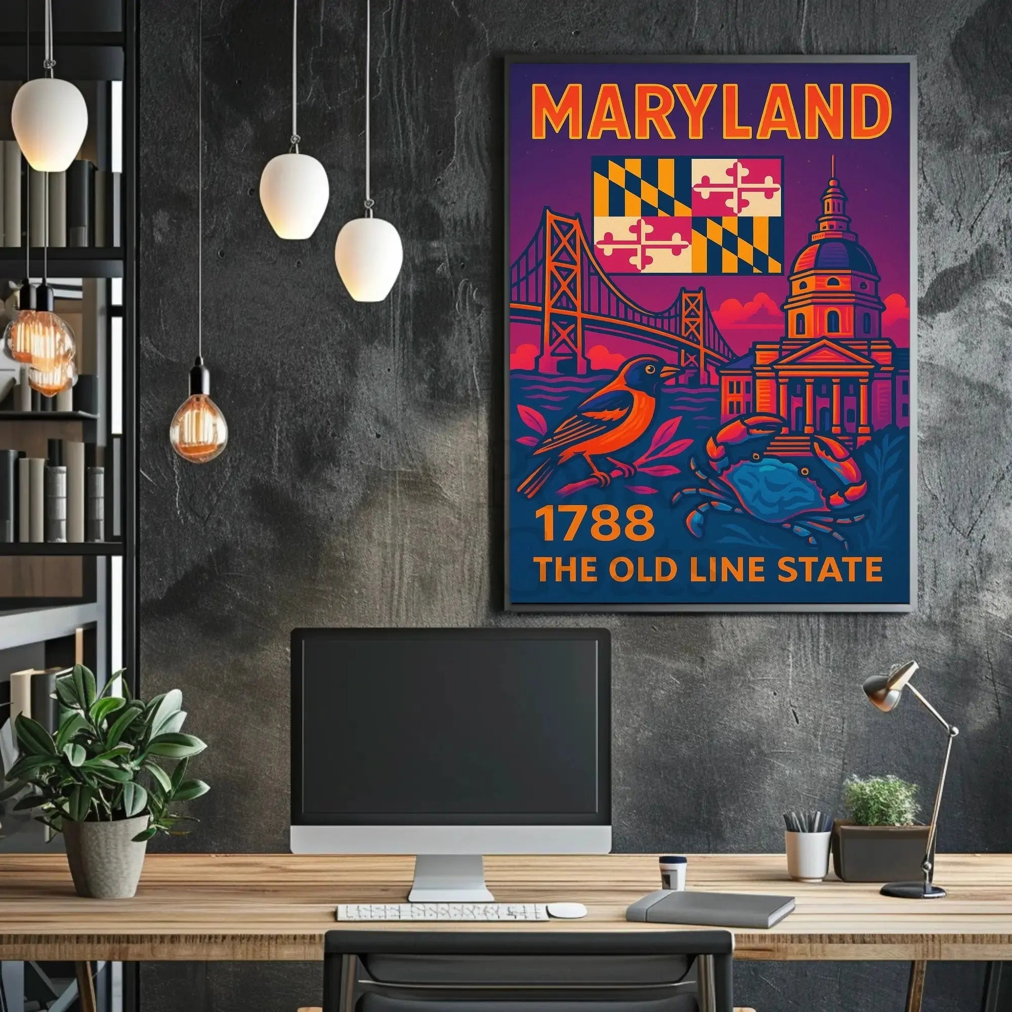 Maryland State Symbols Celebratory Art Cultural or Heritage Poster PosterGoat