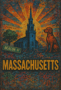 Massachusetts Beacon Street Vintage Travel Poster PosterGoat