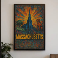 Massachusetts Beacon Street Vintage Travel Poster PosterGoat