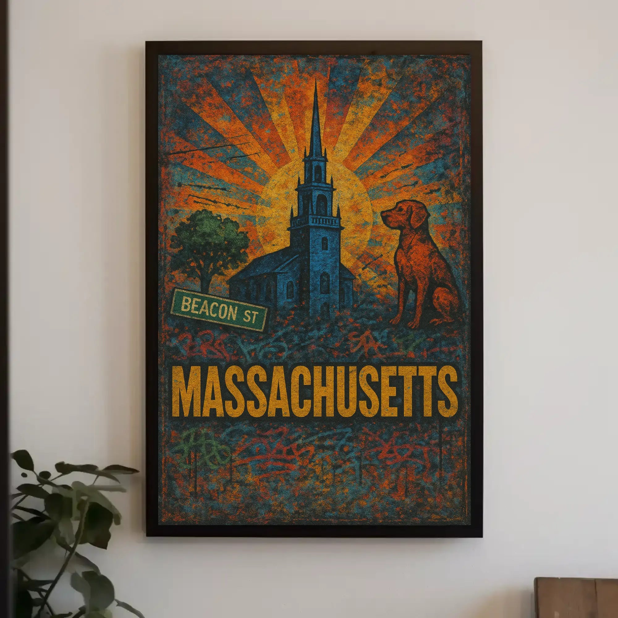 Massachusetts Beacon Street Vintage Travel Poster PosterGoat