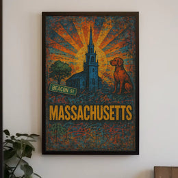 Massachusetts Beacon Street Vintage Travel Poster PosterGoat