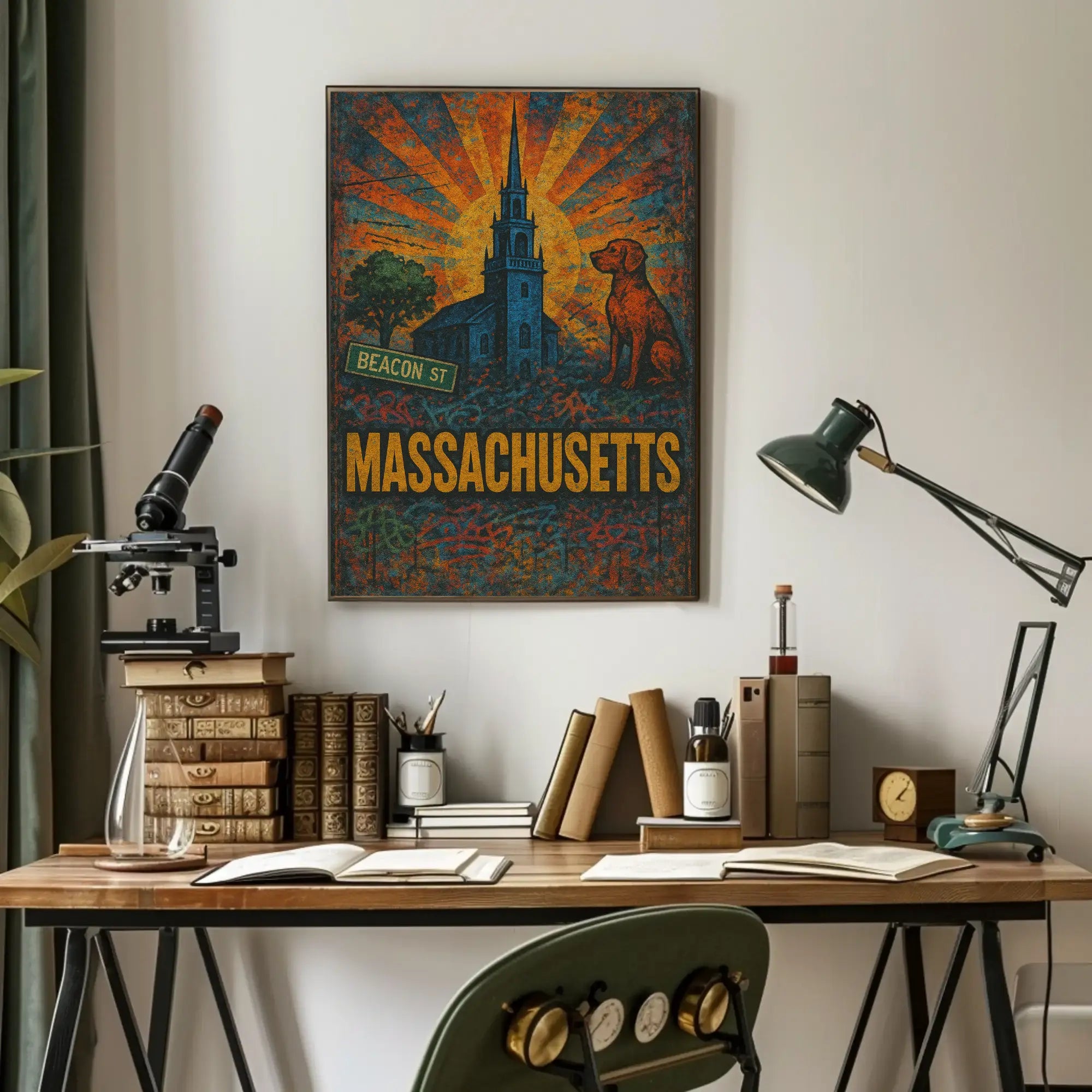 Massachusetts Beacon Street Vintage Travel Poster PosterGoat
