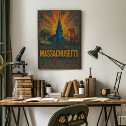 Massachusetts Beacon Street Vintage Travel Poster PosterGoat