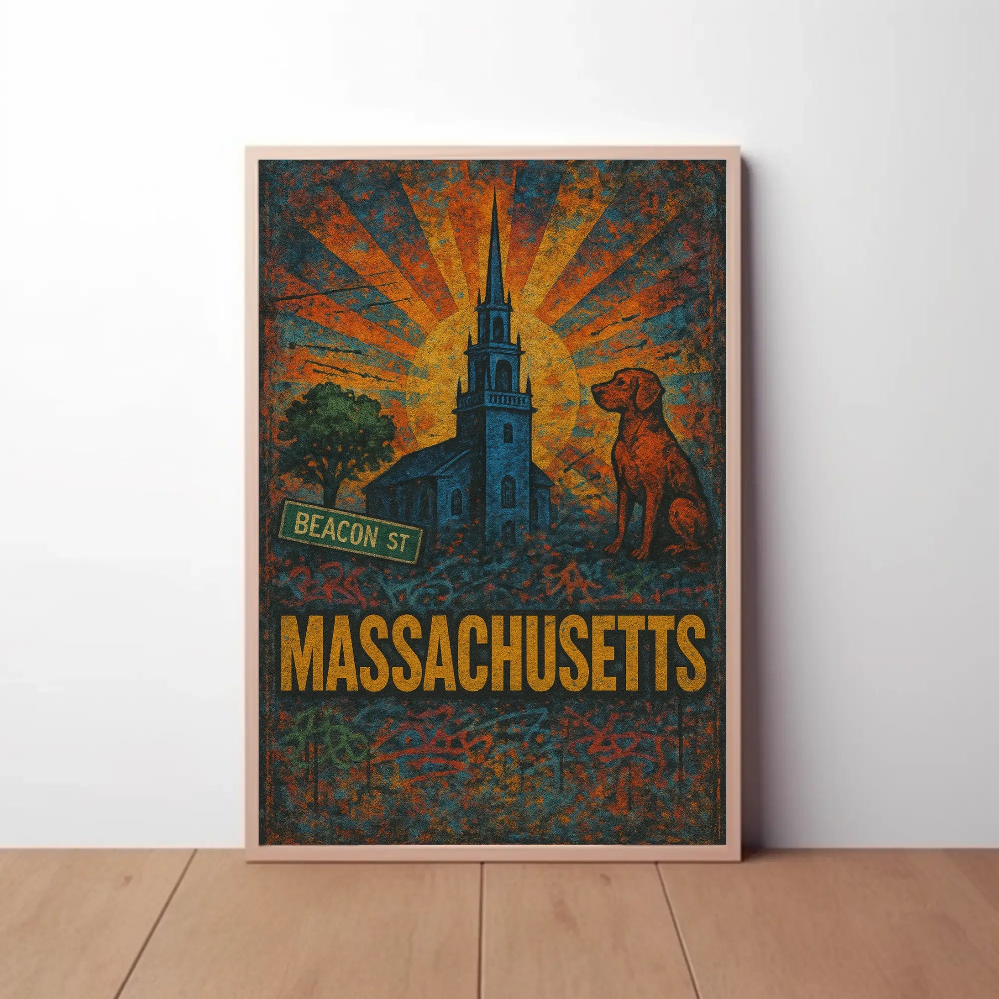 Massachusetts Beacon Street Vintage Travel Poster PosterGoat