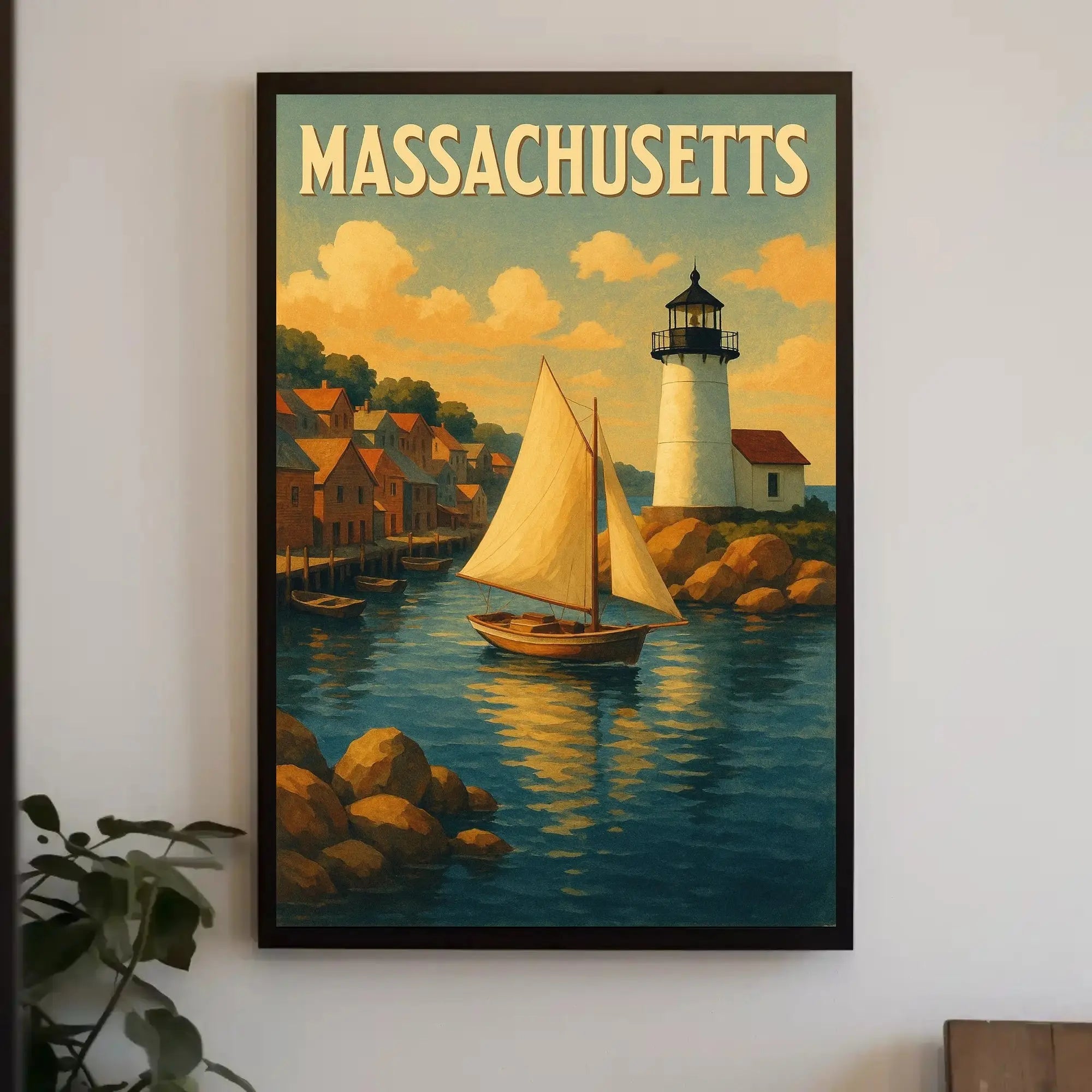 Massachusetts Coastal Lighthouse Vintage Travel Poster PosterGoat