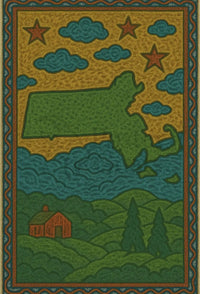 Massachusetts Folk Art Vintage Travel Poster PosterGoat
