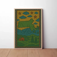 Massachusetts Folk Art Vintage Travel Poster PosterGoat