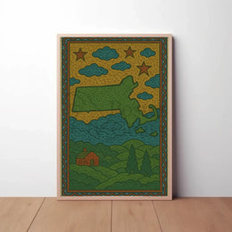 Massachusetts Folk Art Vintage Travel Poster PosterGoat