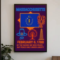 Massachusetts Heritage Celebration Neon Retro Cultural Poster PosterGoat