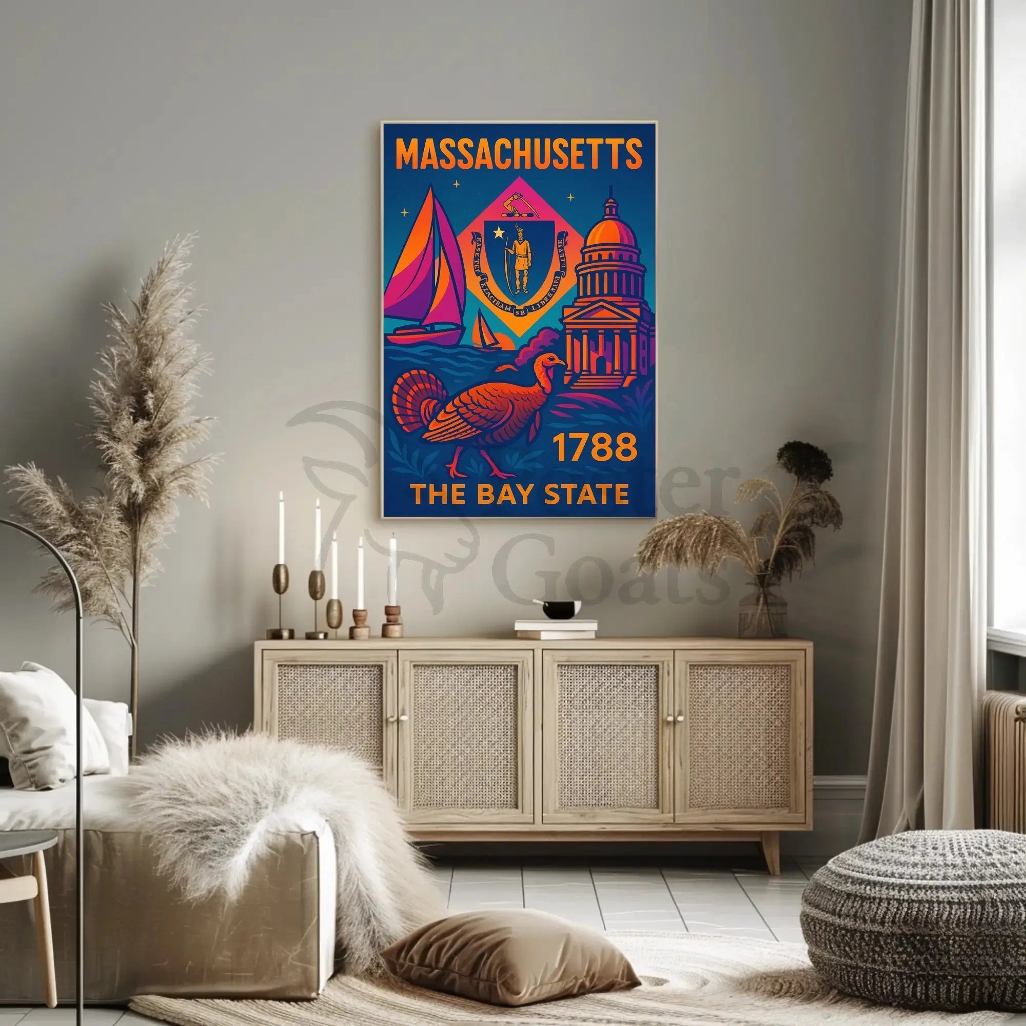 Massachusetts Heritage: The Bay State Historic Cultural Poster PosterGoat