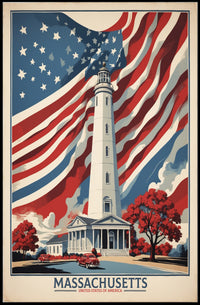 Massachusetts Lighthouse Vintage Americana Cultural or Heritage Poster PosterGoat