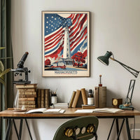 Massachusetts Lighthouse Vintage Americana Cultural or Heritage Poster PosterGoat
