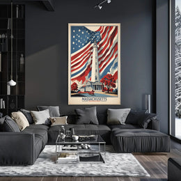 Massachusetts Lighthouse Vintage Americana Cultural or Heritage Poster PosterGoat
