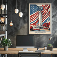 Massachusetts Lighthouse Vintage Americana Cultural or Heritage Poster PosterGoat