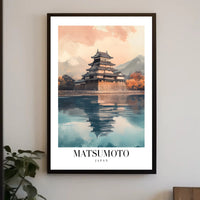 Matsumoto Castle Reflections: Photorealistic Travel Poster PosterGoat