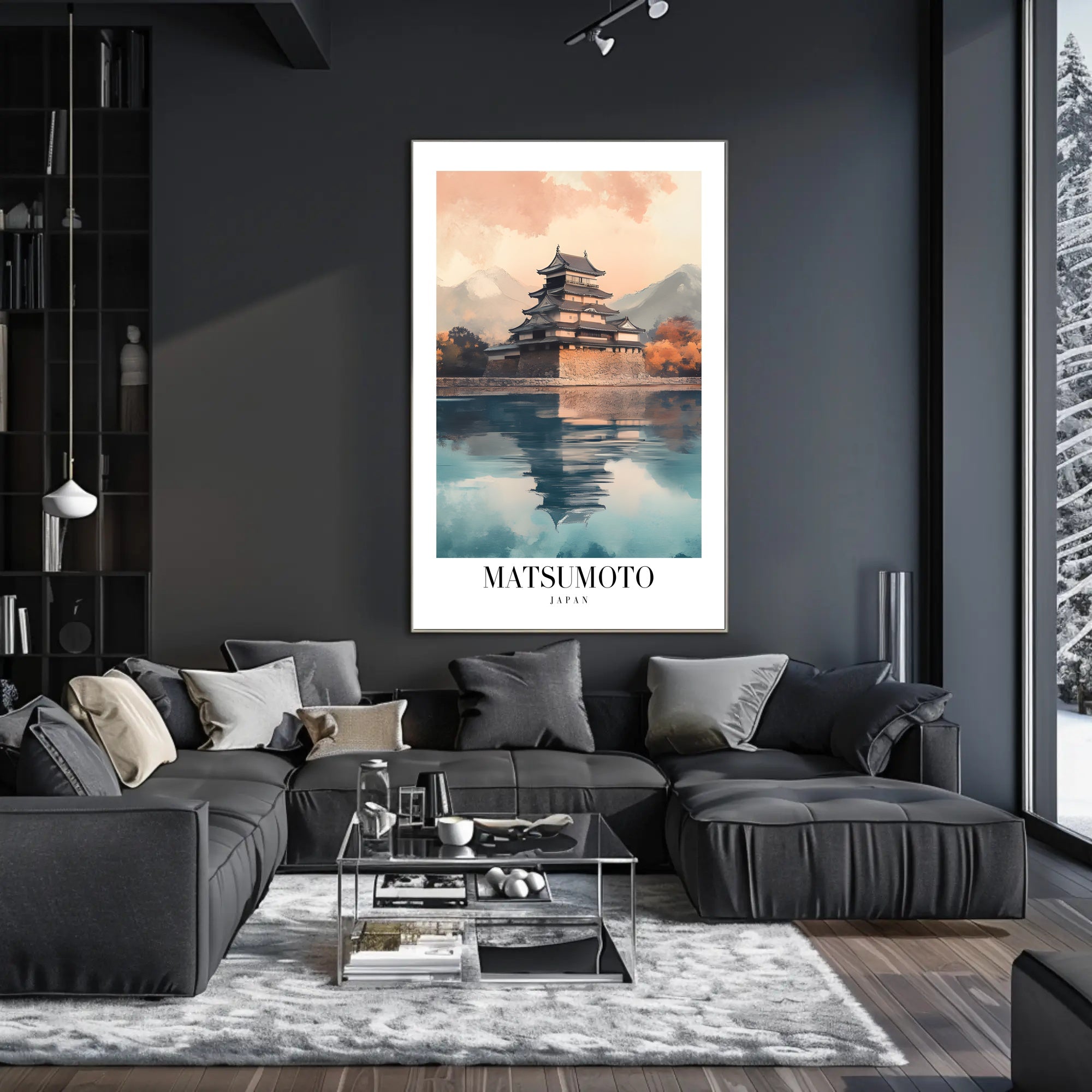 Matsumoto Castle Reflections: Photorealistic Travel Poster PosterGoat