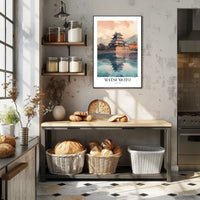 Matsumoto Castle Reflections: Photorealistic Travel Poster PosterGoat