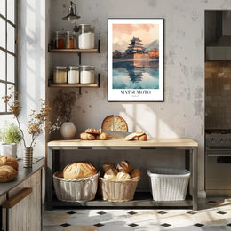 Matsumoto Castle Reflections: Photorealistic Travel Poster PosterGoat