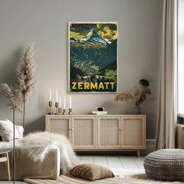 Matterhorn Scenic Travel Poster with Vintage Retro Design PosterGoat
