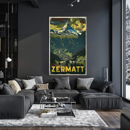 Matterhorn Scenic Travel Poster with Vintage Retro Design PosterGoat
