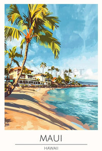 Maui Beach Vintage Travel Poster PosterGoat