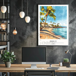 Maui Beach Vintage Travel Poster PosterGoat