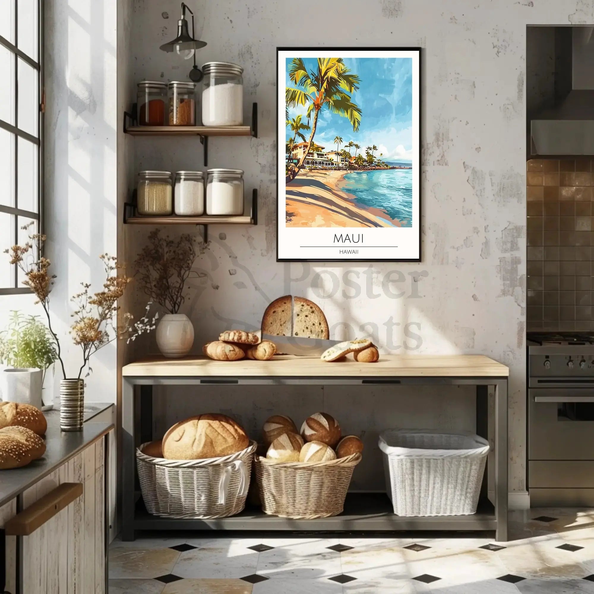 Maui Beach Vintage Travel Poster PosterGoat
