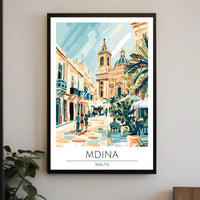 Mdina Malta Mediterranean Street Scene Travel Poster PosterGoat