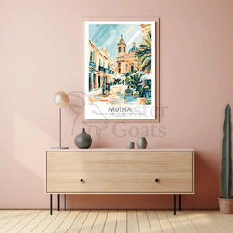 Mdina Malta Mediterranean Street Scene Travel Poster PosterGoat