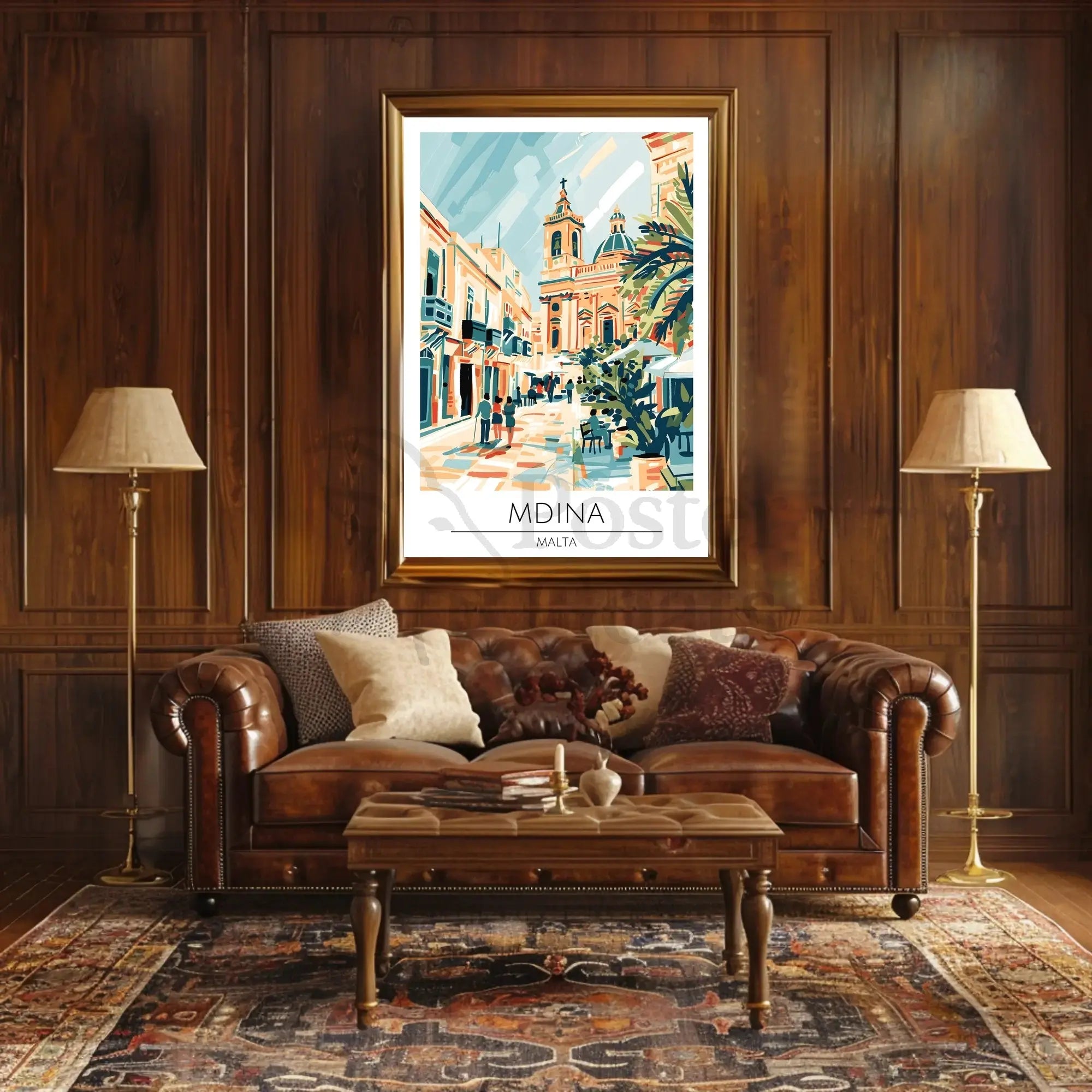 Mdina Malta Mediterranean Street Scene Travel Poster PosterGoat