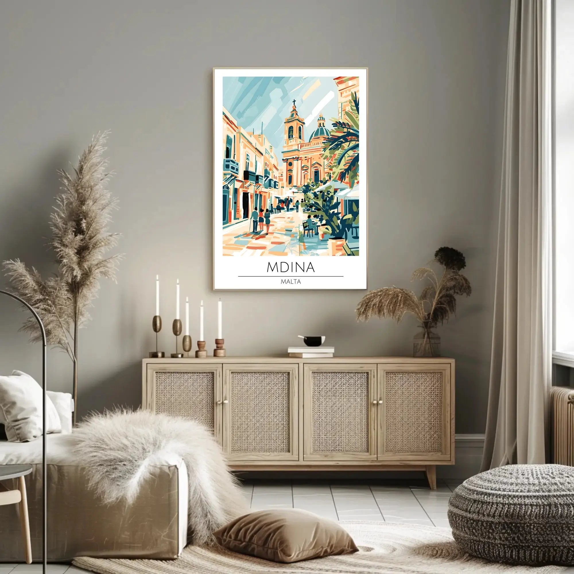 Mdina Malta Mediterranean Street Scene Travel Poster PosterGoat