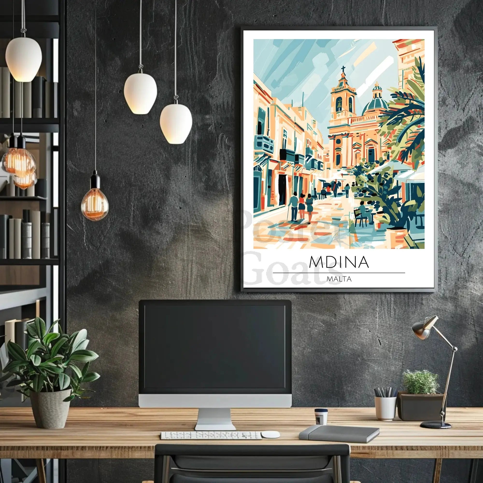 Mdina Malta Mediterranean Street Scene Travel Poster PosterGoat