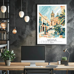Mdina Malta Mediterranean Street Scene Travel Poster PosterGoat