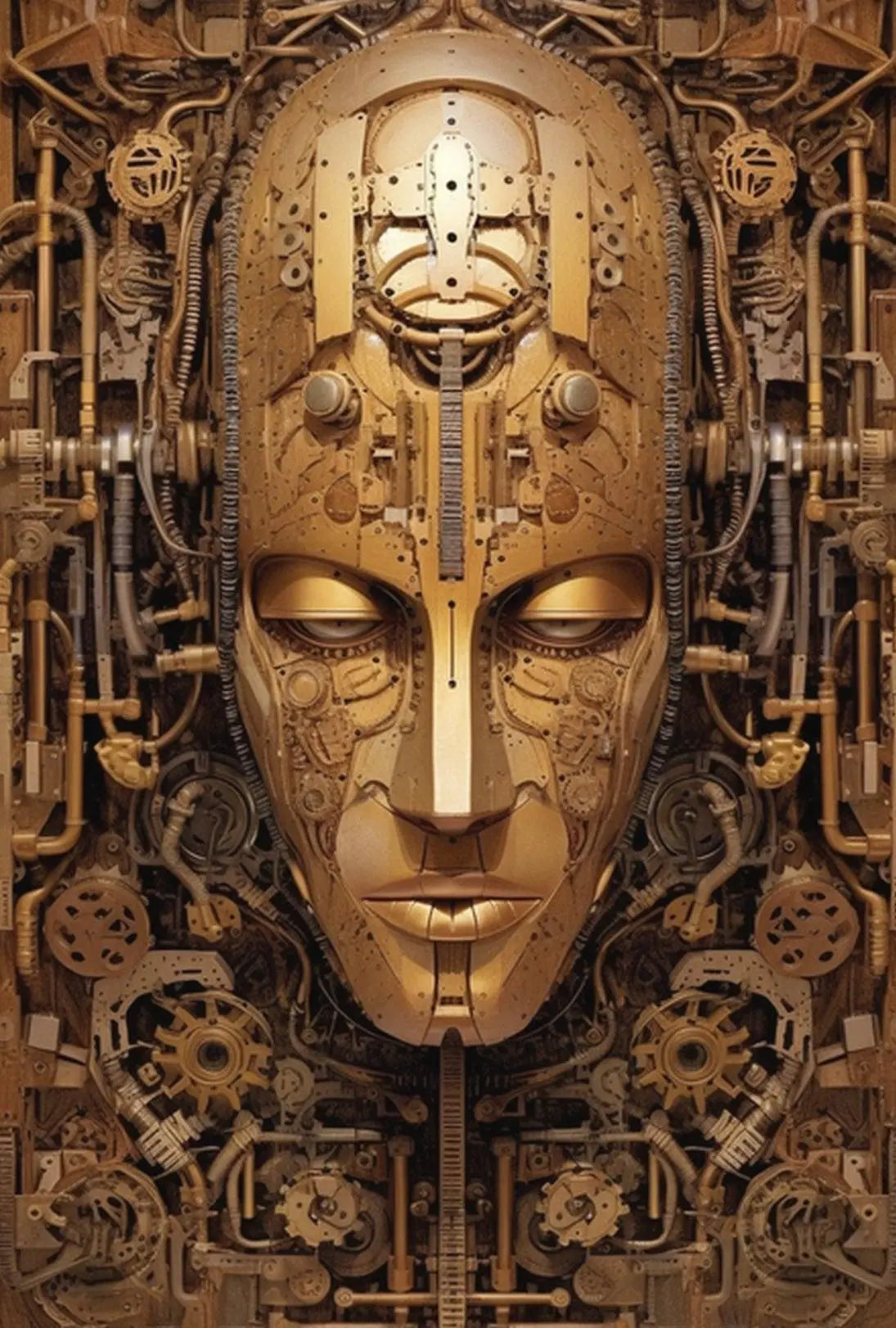 Mechanical Face Art: Futuristic Sci-Fi Poster PosterGoat