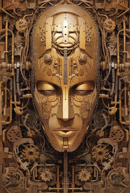 Mechanical Face Art: Futuristic Sci-Fi Poster PosterGoat