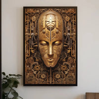 Mechanical Face Art: Futuristic Sci-Fi Poster PosterGoat